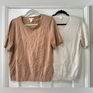 H&M Basics 2 sweater short sleeve knit work business casual blouse top